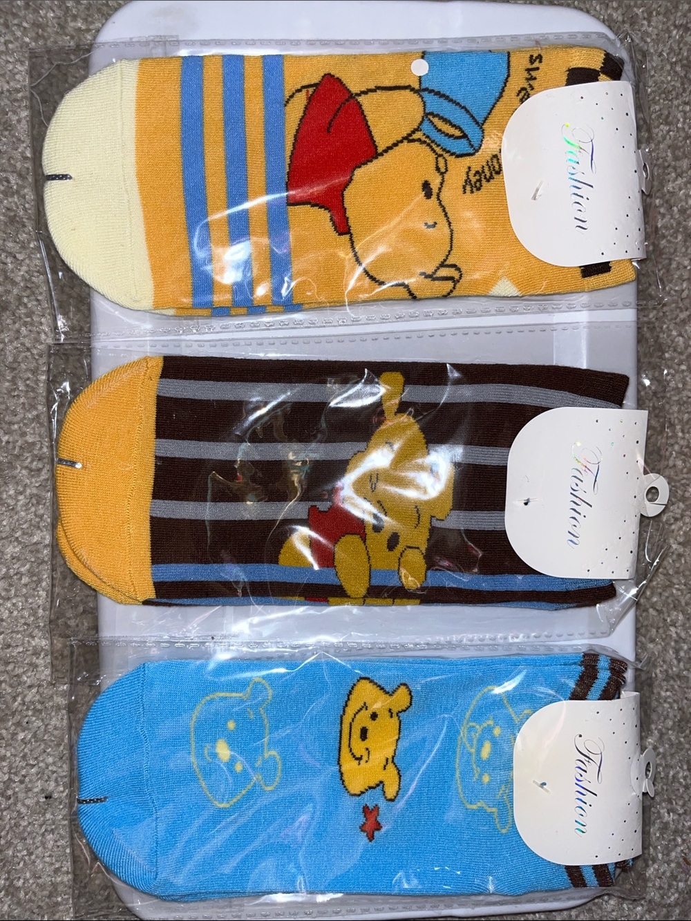 Character Print Socks 3-Pack in Blue & Yellow NWT